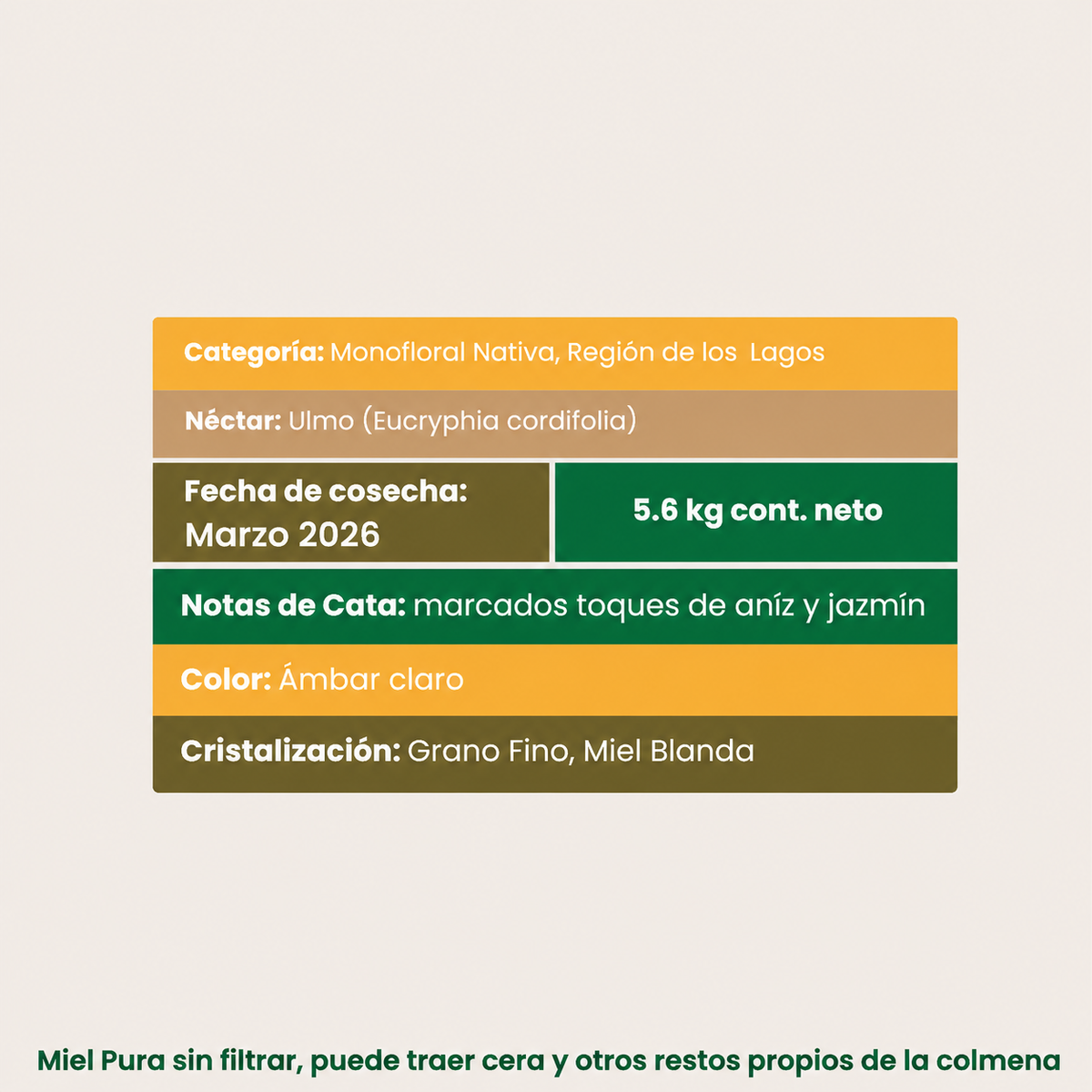 Balde Miel de Ulmo 5,6 kg