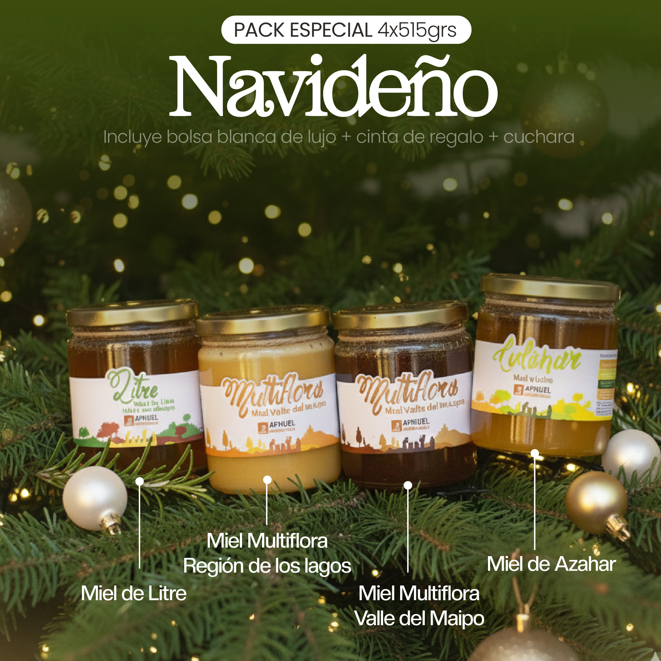 Pack Navideño + Bolsa, Cuchara y Rosita de Regalo