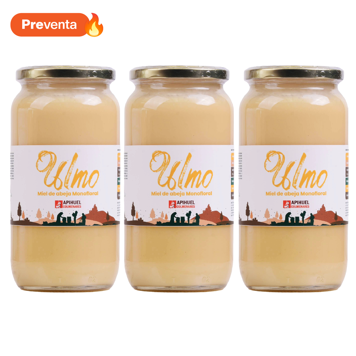 Pack 3 Frascos Miel Monofloral Ulmo 1,3 kg
