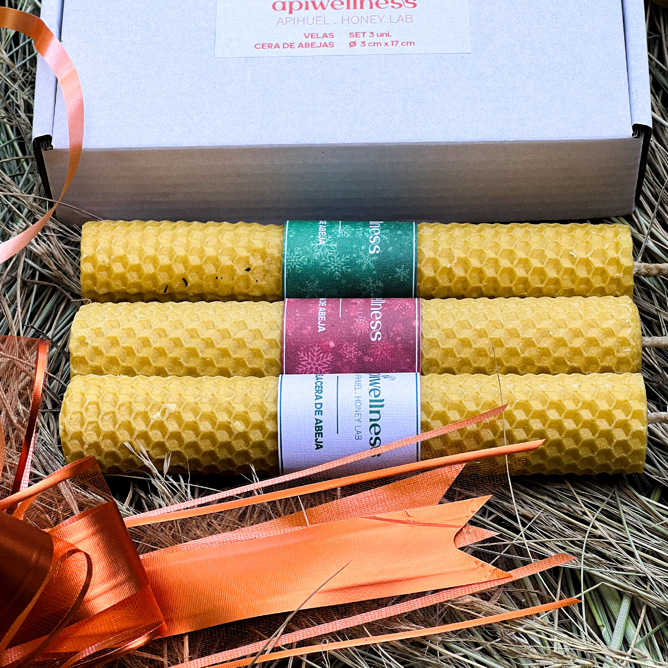 Pack 3 Velas de Cera de Abeja 17cm