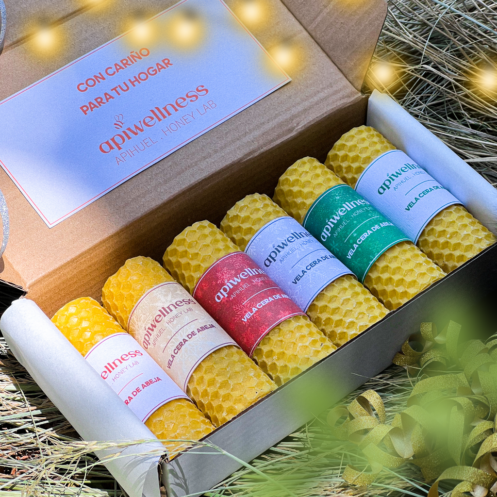 Pack 6 Velas de Cera de Abeja 8cm