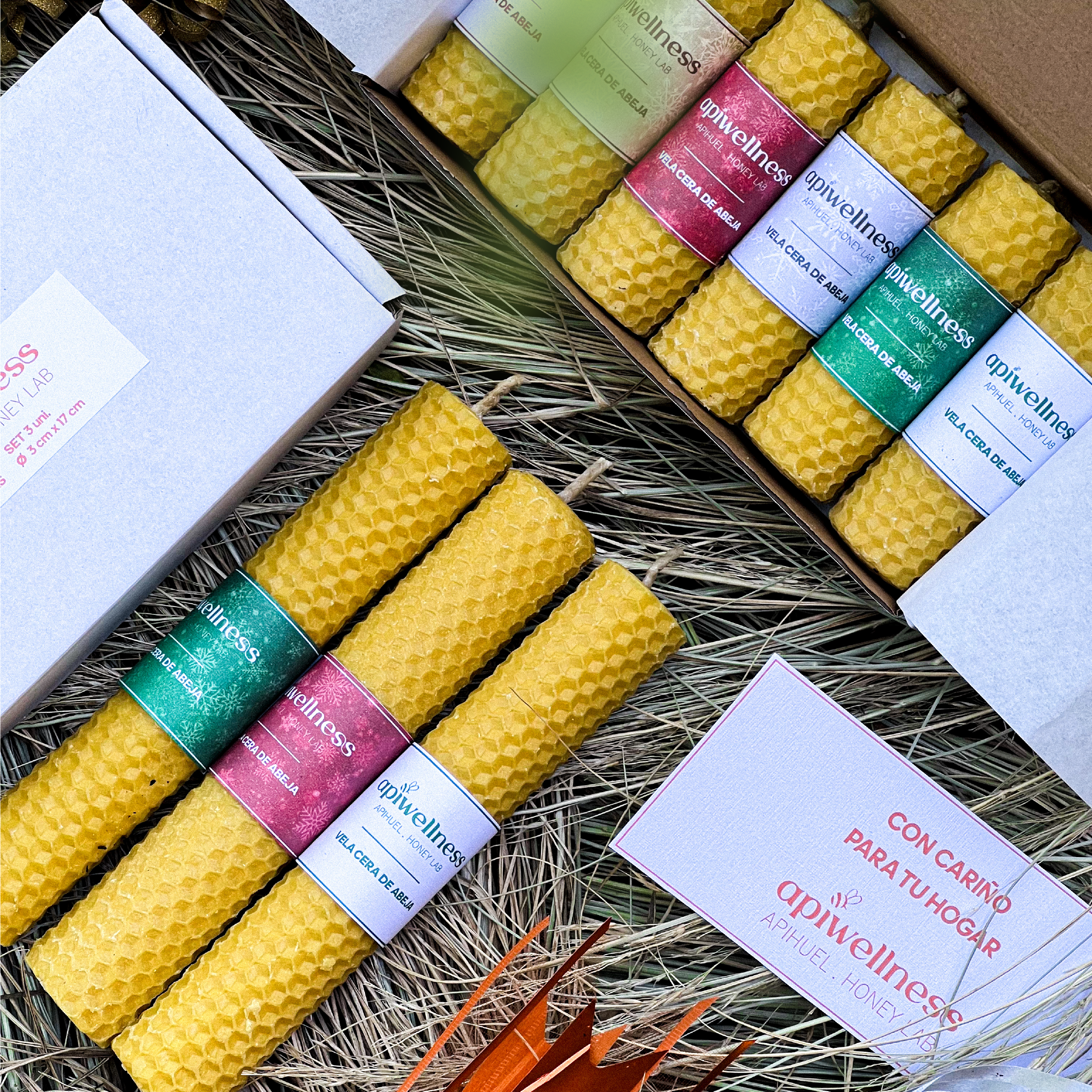 Pack 6 Velas de Cera de Abeja 8cm