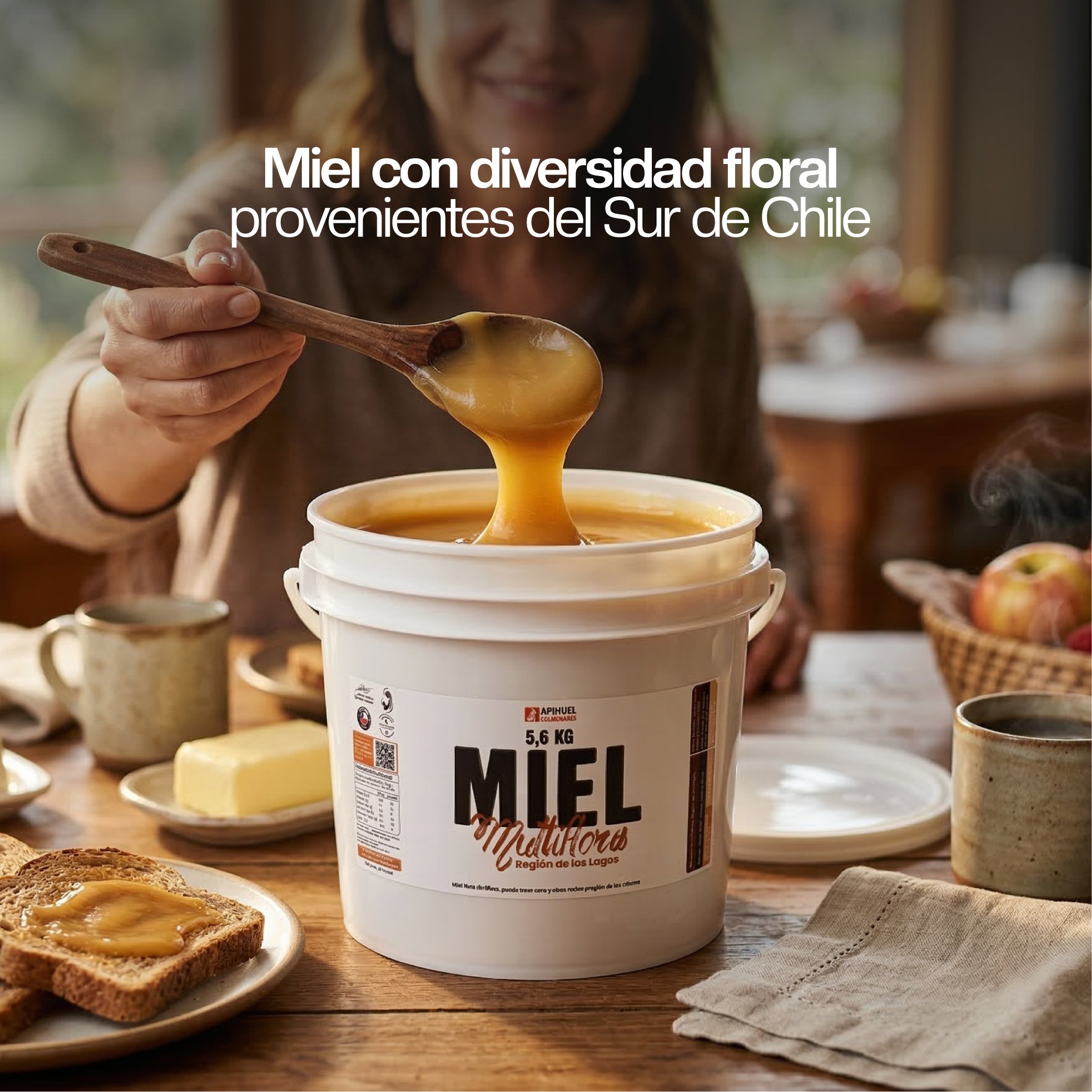 Balde Miel Multiflora de La Región de Los Lagos 5,6 kilos